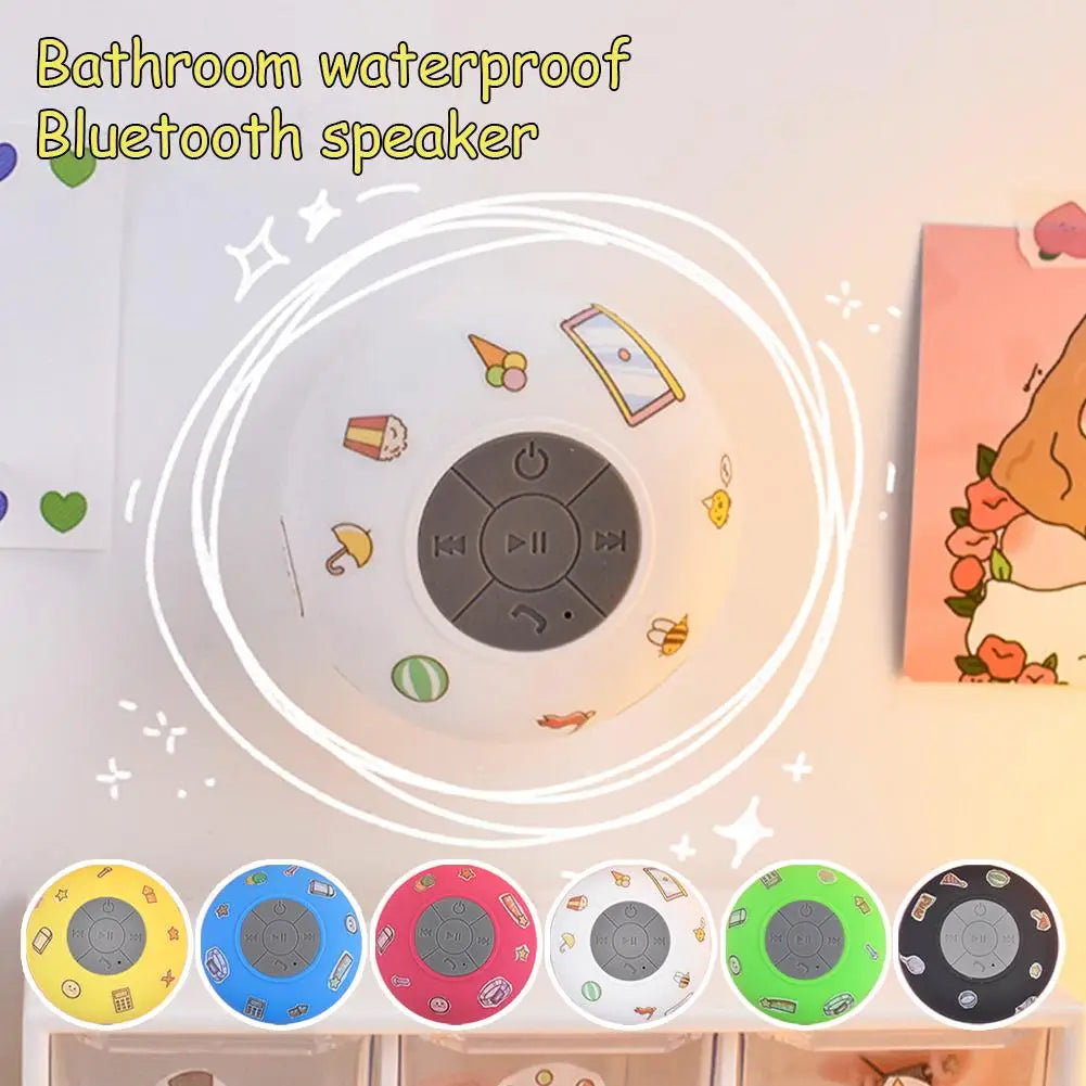 Bathroom Waterproof Bluetooth5.0 Speaker Mini Sucker Shower Listening Music Wireless Portable Speaker Outdoor Gift Cute Stickers