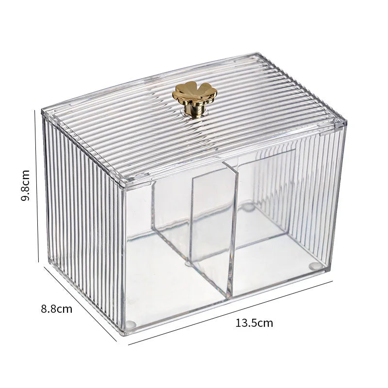 Transparent Storage Box Desktop Dust-Proof Makeup Lipstick Cosmetics Organizer Bathroom Cotton Swab Holder Jewelry Container