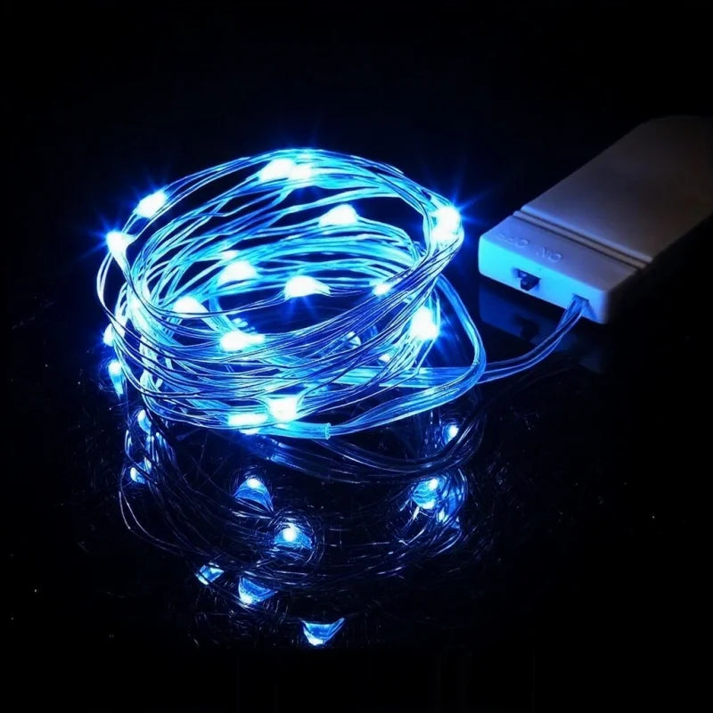 LED Fairy Lights Battery Operated String Lights Waterproof Silver Wire Firefly Starry Lights  Wedding Party Xmas Christmas Decor