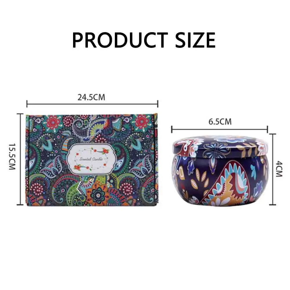 1 Box of 6 Tin Can Candle Set Soy Wax Essential Oil Dried Floral Scented Candle Gift Set Wedding Birthday Gift Home Decoration