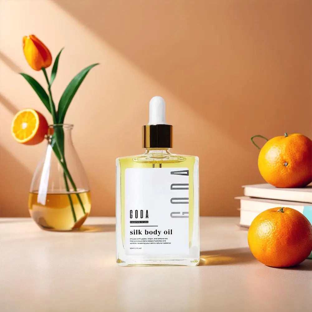 GODA Silk Body Oil Relaxing Body Skin Smoothing Soft Stress Relief Nourishing Brightens Tightens Skincare Deeply Moisturizes