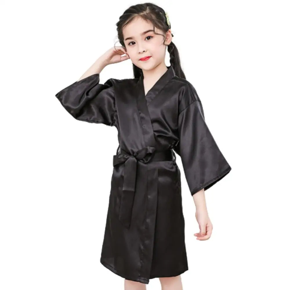 Kids Bathrobe Girls Silk Robe Satin Robe Children Satin Sleepwear Dressing Gown Summer Sleepwear Boys Girls Pajamas Bath Robe