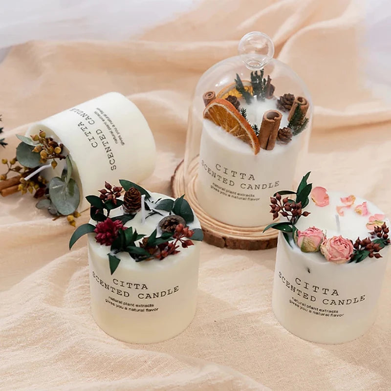 Forest Series Scented Soy Candle with Wooden Holder, 4 Fragrances, Aromatherapy Candles for Home Meditation Decoration, 285g