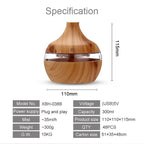 300ml High Quality Aromatherapy Essential Oil Diffuser Wood Grain Remote Control Ultrasonic Air Humidifier with 7 Colors Light