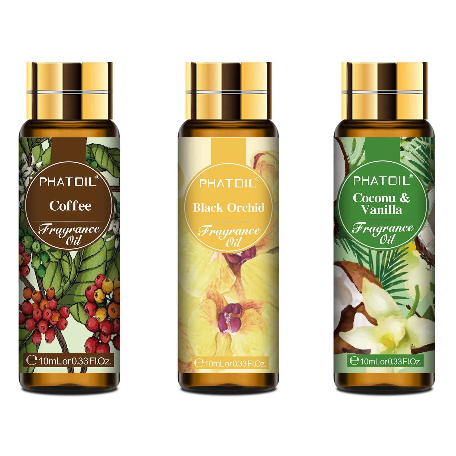 PHATOIL 10ml Coconut & Vanilla Fragrance Oil For Diffuser Aromatherapy White Musk Bubble Gum Baby Powder Fragrance Aroma Oils