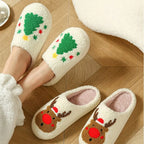 Casual Cute Christmas Slippers Soft Warm Warm Plush Slides Lovely Non-Slip Winter Home Shoes Bedroom