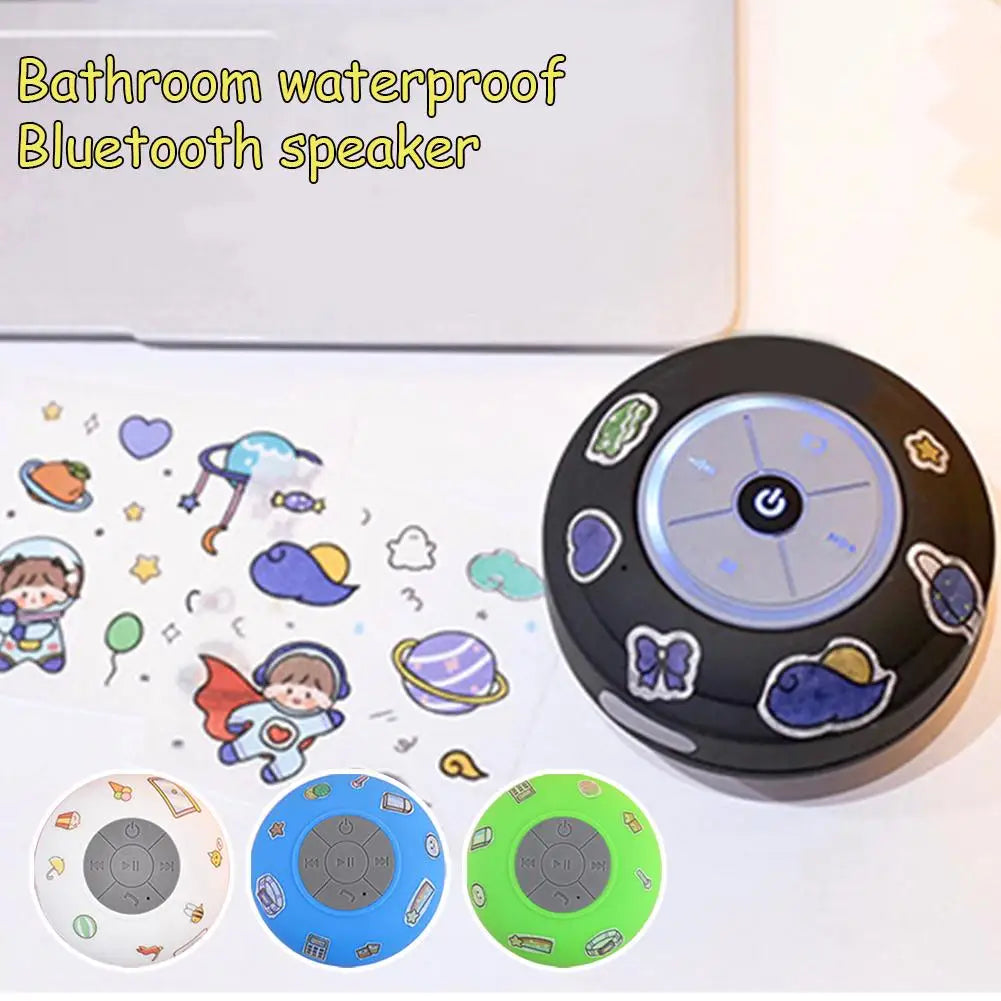 Bathroom Waterproof Bluetooth5.0 Speaker Mini Sucker Shower Listening Music Wireless Portable Speaker Outdoor Gift Cute Stickers
