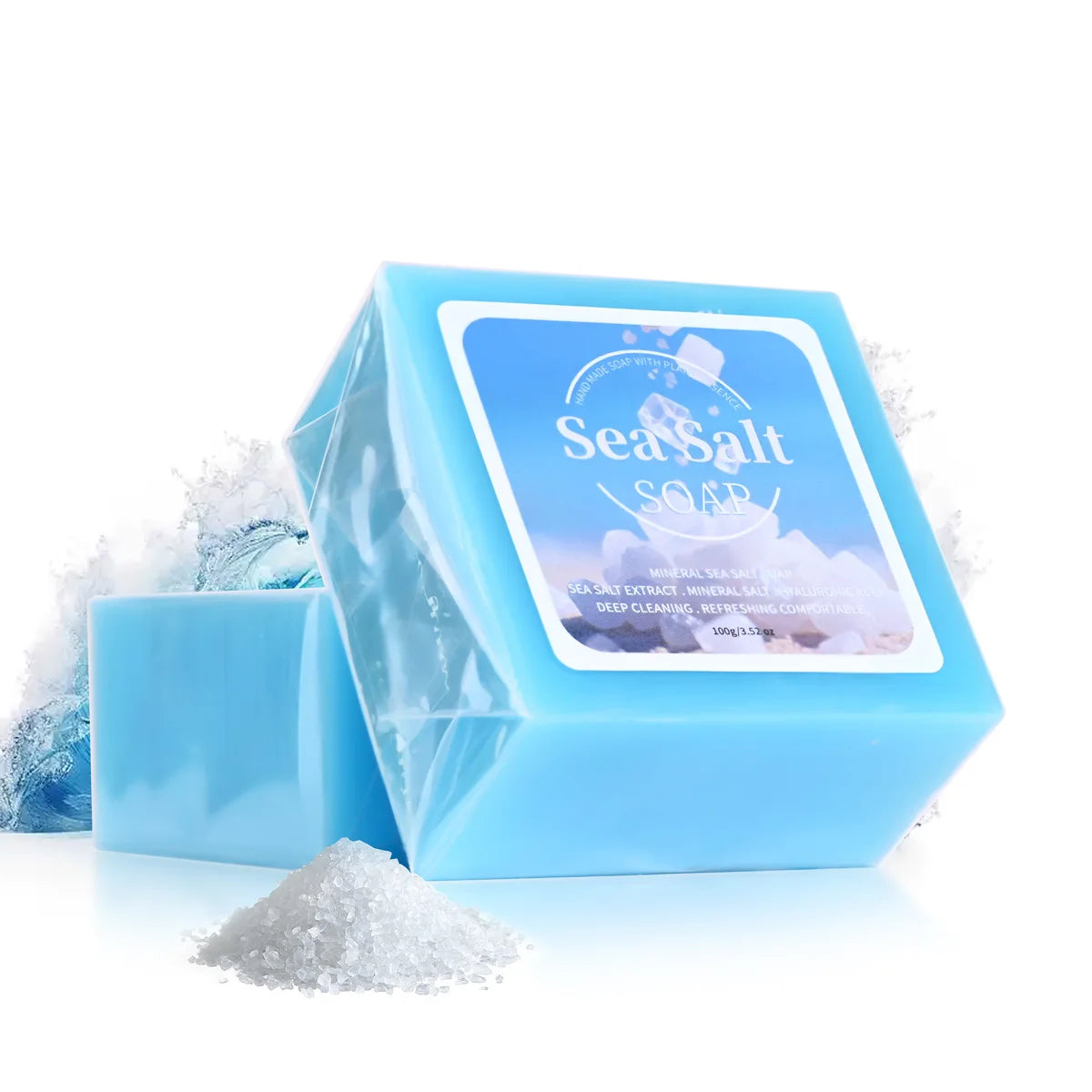 B+Hyaluronic Acid Sea Salt Deep Cleaning Handmade Soap For Cleansing And Bathing 100G Portable Travel Cleaning Soap