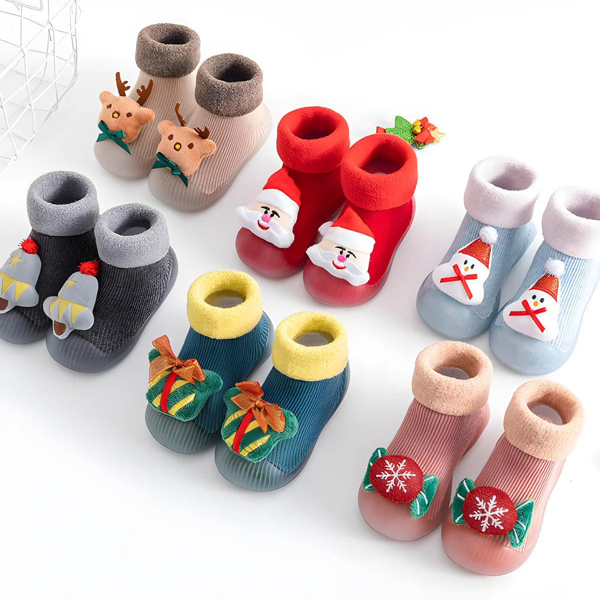 Baby Christmas Sock Shoes Boys Girls First Walking Shoes Non-Slip Slippers Soft Sole Sneakers Toddler Infant Babygirl gift ﻿