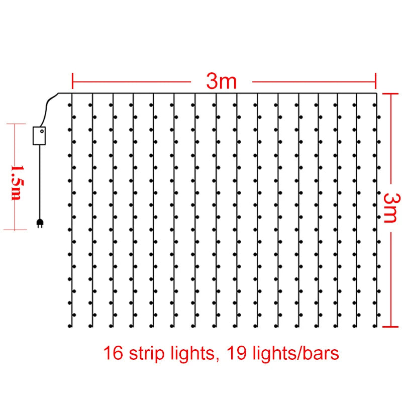 LED Fairy String Lights Outdoor Waterproof Waterfall Street Garland Curtain Lights For Patio Christmas Wedding Party Decoration