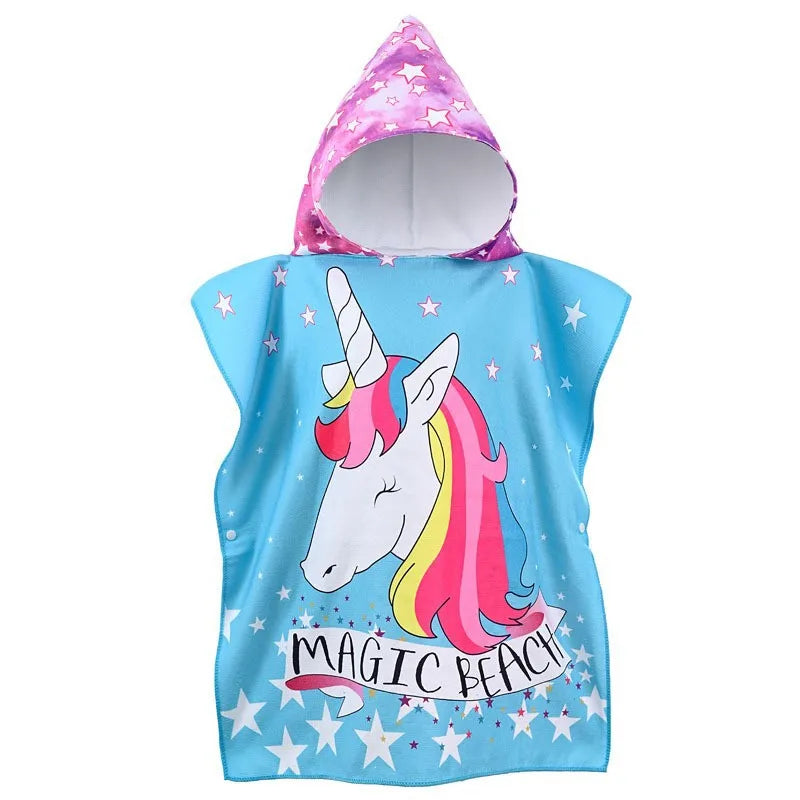Kids Beach Towel for Boys Girls,Unicorn Hooded Bath Towel Wrap,0-5Years Baby Shark Bathrobe with Hood
