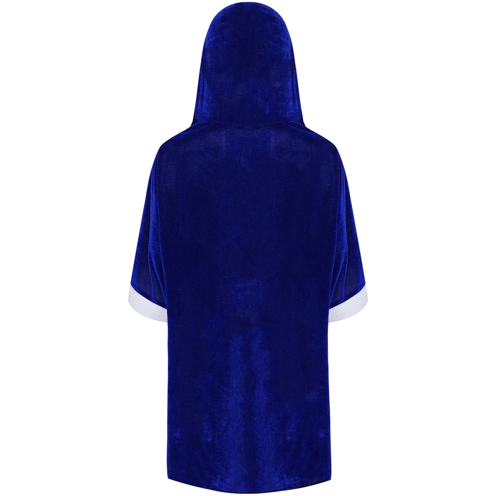 Kid Boys Boxing Robe Thai Kickboxing Boxer Costume Long Sleeve Contrast Trim Open Front Hoodie Cloak for Halloween Cosplay Party