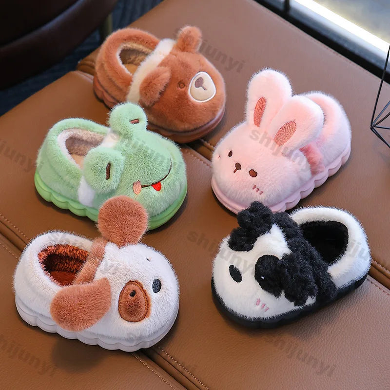 Cute Plush Animal Toddler Spa Slippers