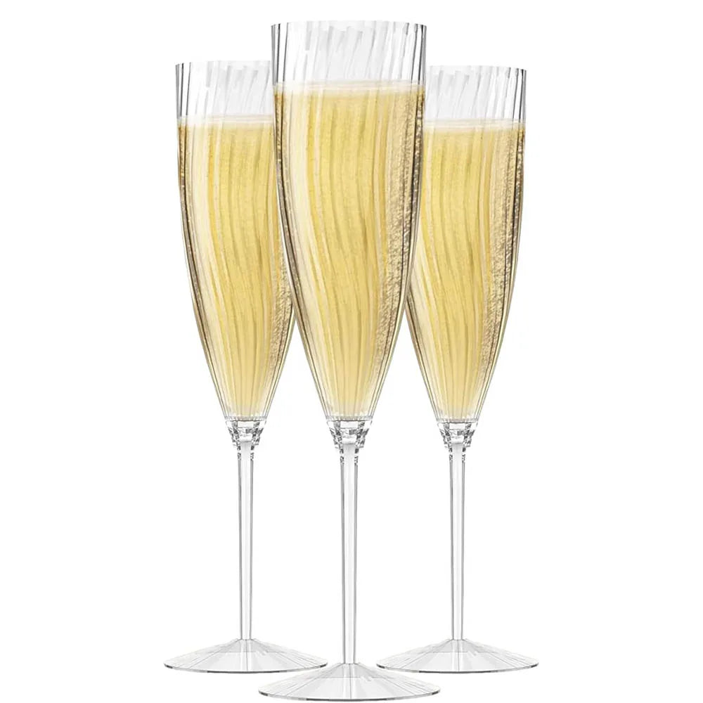 6Oz Clear Hard Disposable Plastic Champagne Glasses /Flute Ideal for Home Daily Life Party Wedding Toasting Drinking Reusable