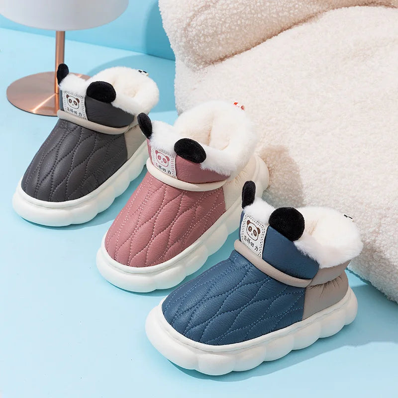 Cozy Slippers with Soles for Kids – Unisex Winter House Shoes