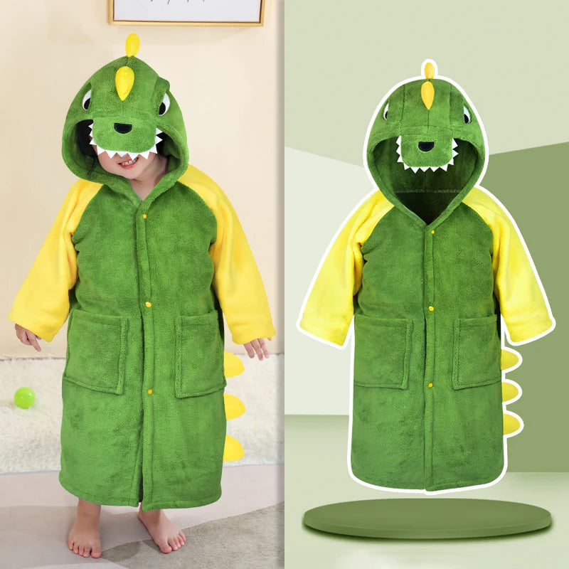 Baby Bathrobe for Children Bath Robe Absorbent Kids Hooded Towel Bathroom Infant Shower Robe Girl Warm Pajamas Boy Sleeping Robe