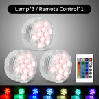 10 LEDs RGB Submersible LED Lights Underwater Night Lamp Battery Operated Garden Swimming Pool Light for Wedding Party Vase Bowl