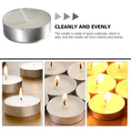 50 Pcs Tea Candles Round Scented Small Smokeless Unscented Room Tealight White Little Tiny Tealights Travel