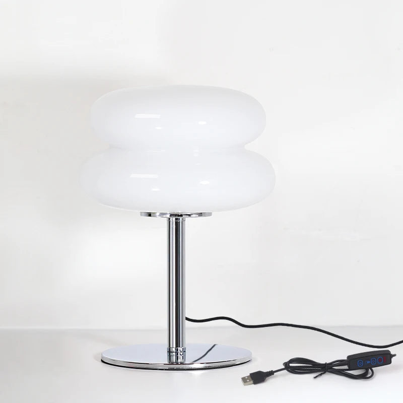 Macaroon Glass Table Lamp Dimming Bedroom Bedside Study Reading Led Night Light Home Decor Atmosphere Lamps Stained Desk Lamp