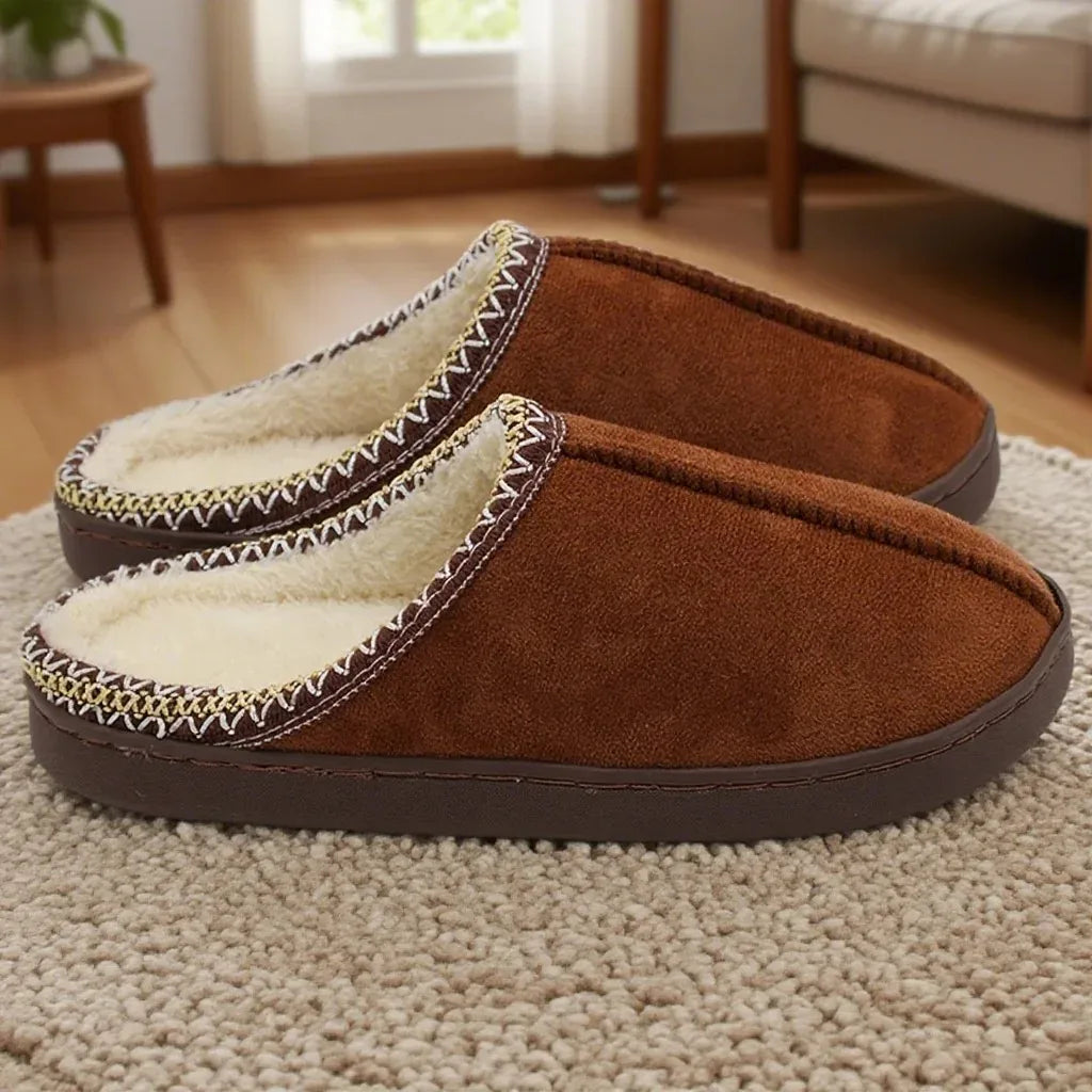 Cotton Slippers for Autumn and Winter Indoor--Thick-Soled Non-Slip Couple Warm Fleece-Lined--Soft Sole.