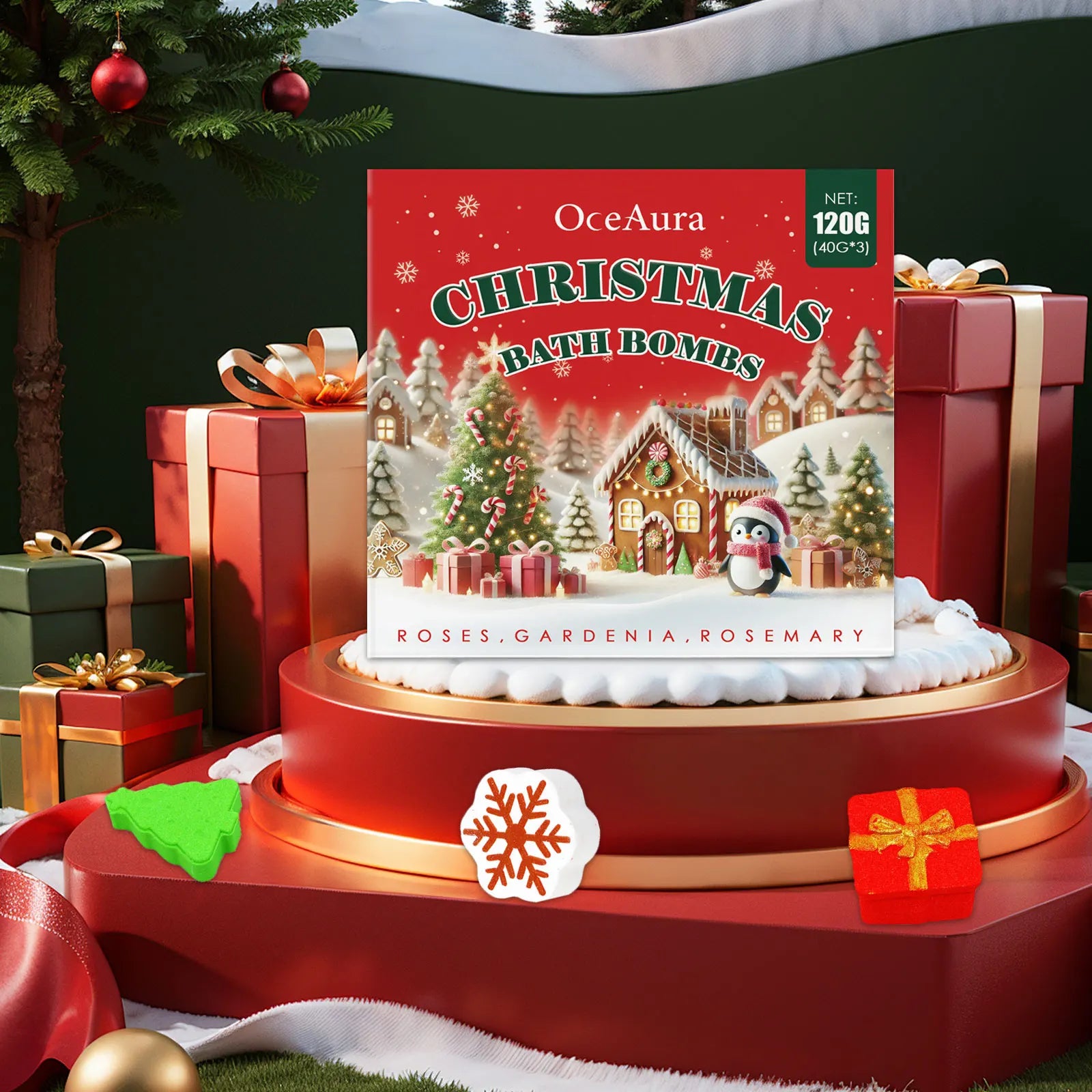 Christmas Bath Ball Body Stress Relief Relaxation Exfoliation Moisturizing Fragrance Spa Scented Shower Aromatherapy Bath Bomb