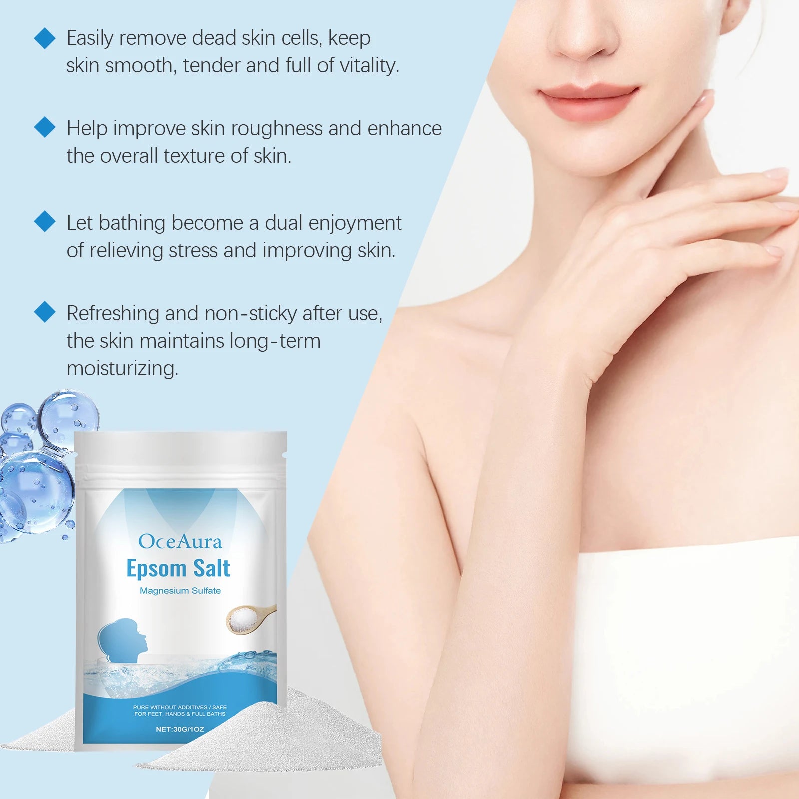 Epsom Salt Bath and Shower Products Body Exfoliant Smooth Skin Cleaning Muscle Relief Aromatherapy Magnesium Relaxing Bath Salts