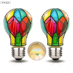 〔YY32〕Stained Glass Light Bulb 4W ST64 LED Light Bulb Painted Glass E26 Base Mosaic Night Lamp Home Decor Romantic Atmosphere