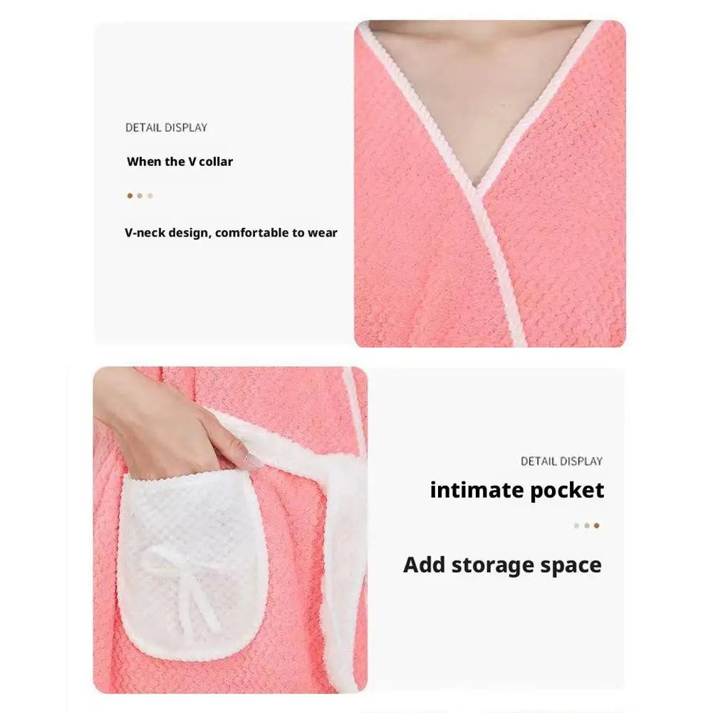 Wearable Absorbent Sleeveless Bathrobe One-Piece Fast Drying Bathing Beach Spa Bathrobes Microfiber Super Absorbent Bath Towel ﻿