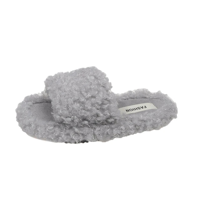 Plush Slide-On Winter Slippers for Girls – Soft House Shoes