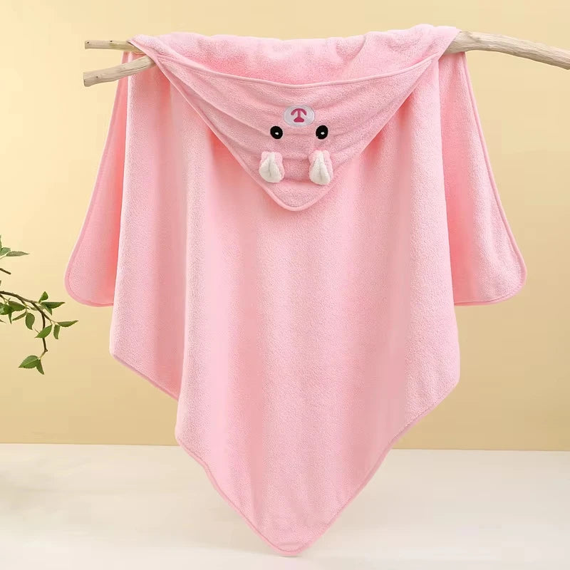 0-3Y Baby Shower Unisex Baby Bathrobe Flannel Cloak Cartoon Boy Girl Ultra-Soft Hooded Spa Robe Bath Towel Newborn Cover-Up