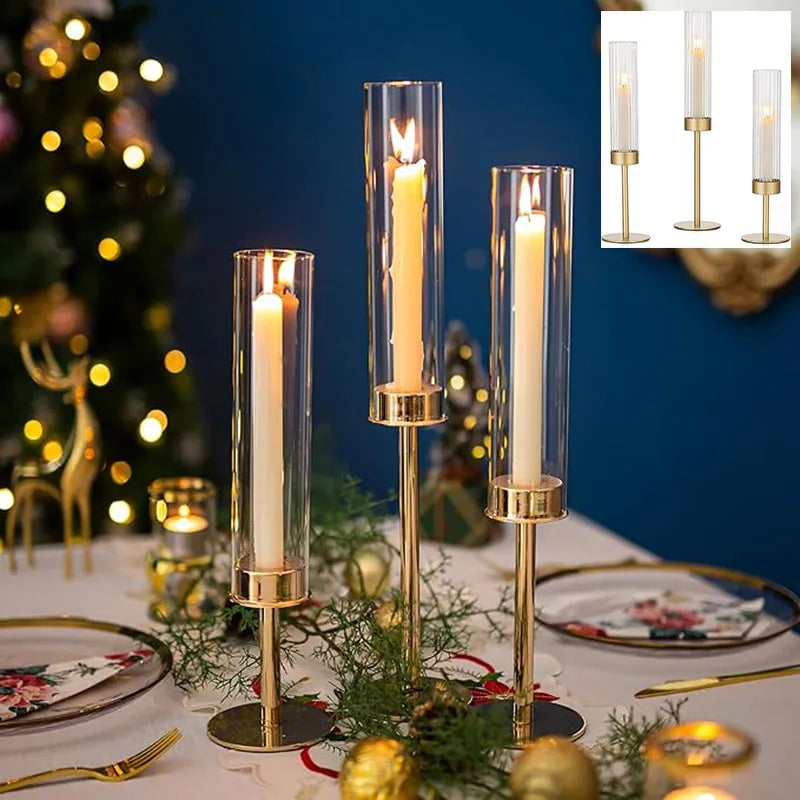 Vintage Elegant Metal Tabletop Candle Holders Suitable Hurricane Candle Holder for Wedding Anniversary Home Hotel Decoration