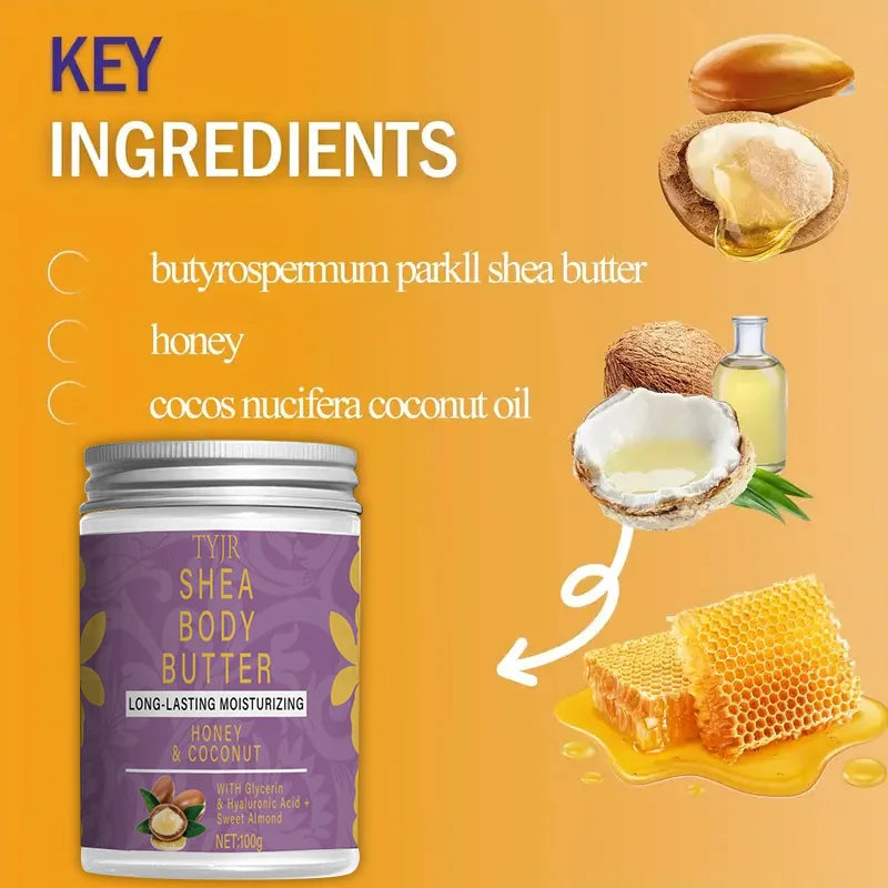 Shea Butter Moisturizing Body Cream, Softer and Moisturizes Skin, Tightens Skin, Makes Skin More Brightens and Shiny, and Moisturizes Body Massage, Suitable for Dry and Cracked Skin