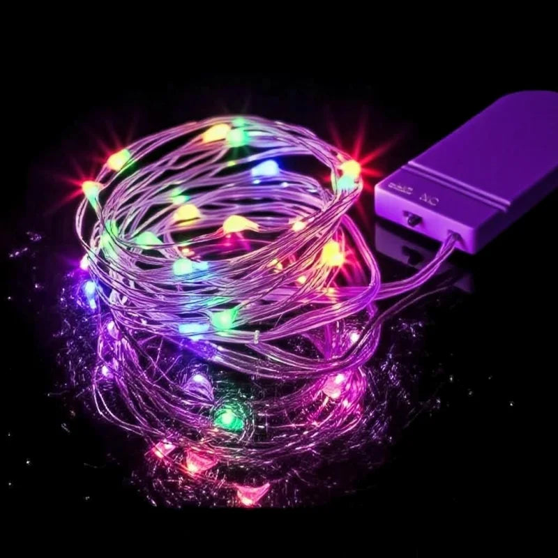 LED Fairy Lights Battery Operated String Lights Waterproof Silver Wire Firefly Starry Lights  Wedding Party Xmas Christmas Decor