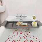 Plastic Bathtub Caddy Bath Bridge Tray Rack Extendable Bathroom Shelf Organiser