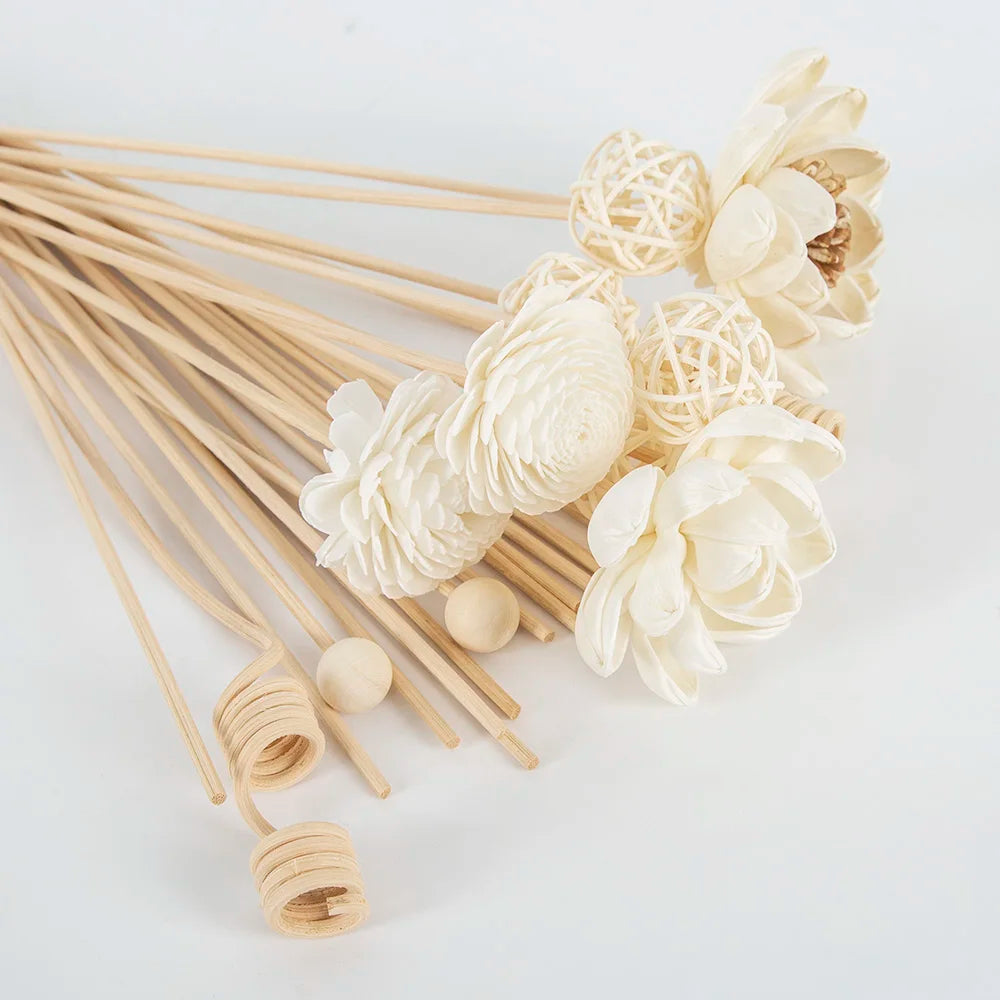 32pcs Reed Diffuser Sticks Set Multi-Style Natural Rattan for Essential Oil & Home Fragrance
