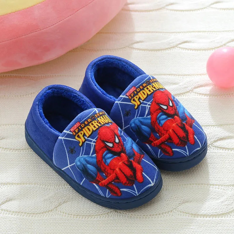 Cartoon Spider-Man Cotton Slippers for Kids – Unisex Winter House Shoes