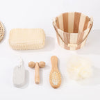 4/5/6pcs Natural Environmental Friendly Wooden Bucket-packed Spa Set Body Skin Cleaning Spa Bath Tool Gifts Sets