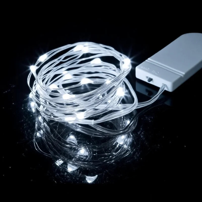 LED Fairy Lights Battery Operated String Lights Waterproof Silver Wire Firefly Starry Lights  Wedding Party Xmas Christmas Decor