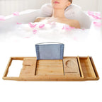 Bamboo Bath Tray Table Bathtub Caddy Tray Over the Tub Shelf Bath Holder