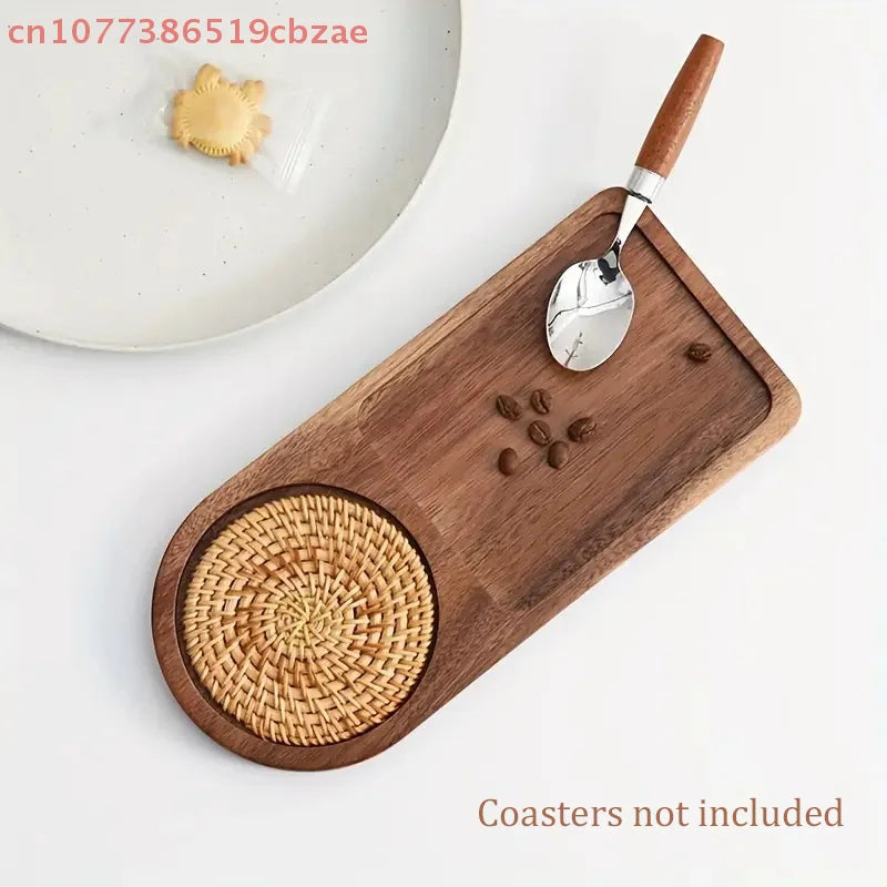Wooden Coffee Tray Breakfast Serving Plate Hospitable Coffeeware Teaware Decoration Table Accessory for Home