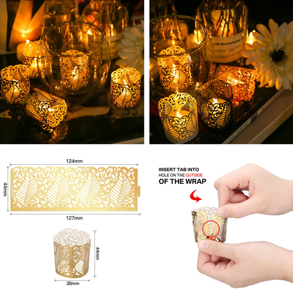 Flameless Tea Light Candles Battery Operated Votive LED Tealights with Paper Lampshade for Wedding Valentine Halloween Christmas