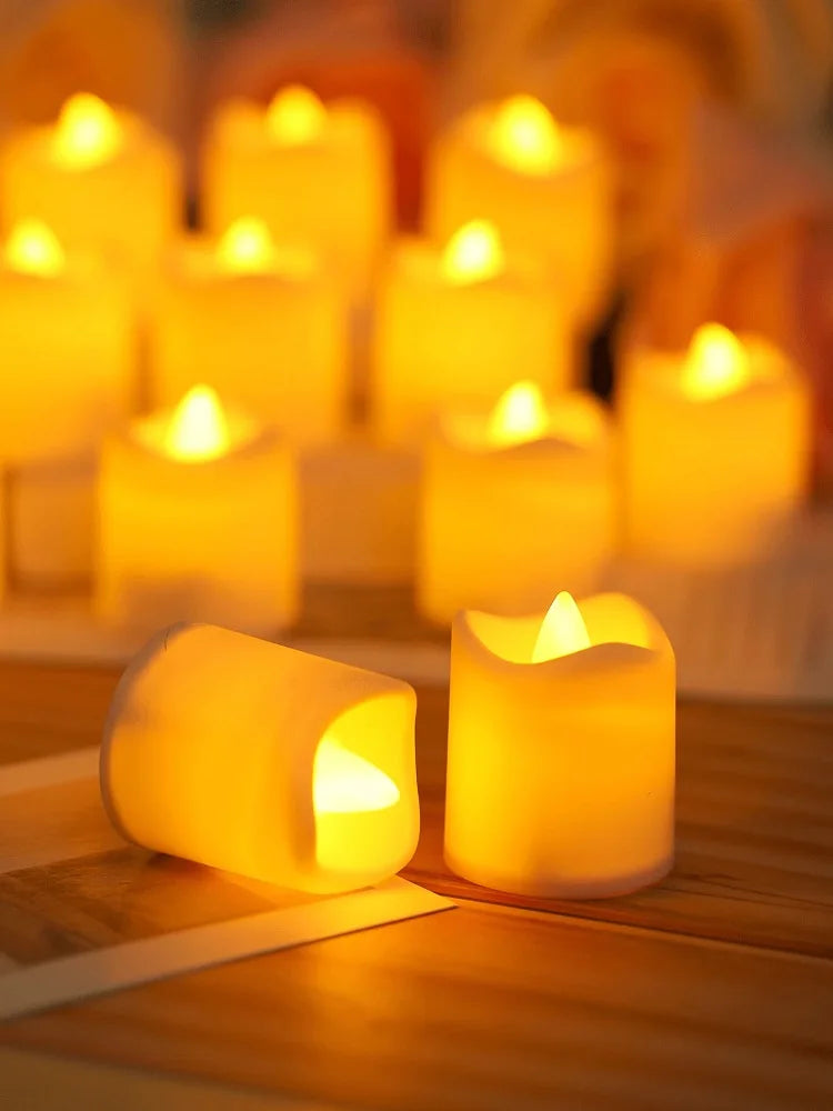 Flickering LED Ivory Electronic Candle, Flameless Tealight Candle, Battery Operated LED Tealight Candle, Ideal for Weddings, Tab