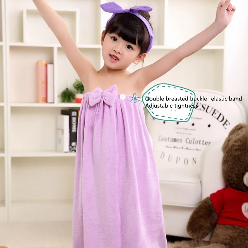 Kids' bath towel Bathrobe Super soft kids' bath skirt Super absorbent shower towel Bathrobe Beach swimming towel