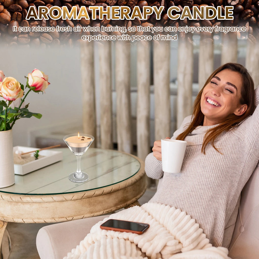 Espresso Martini Candle in Glass Decorative Coffee Martini Candle Elegant Coffee Bar Decor Unique Presents for Women Girls