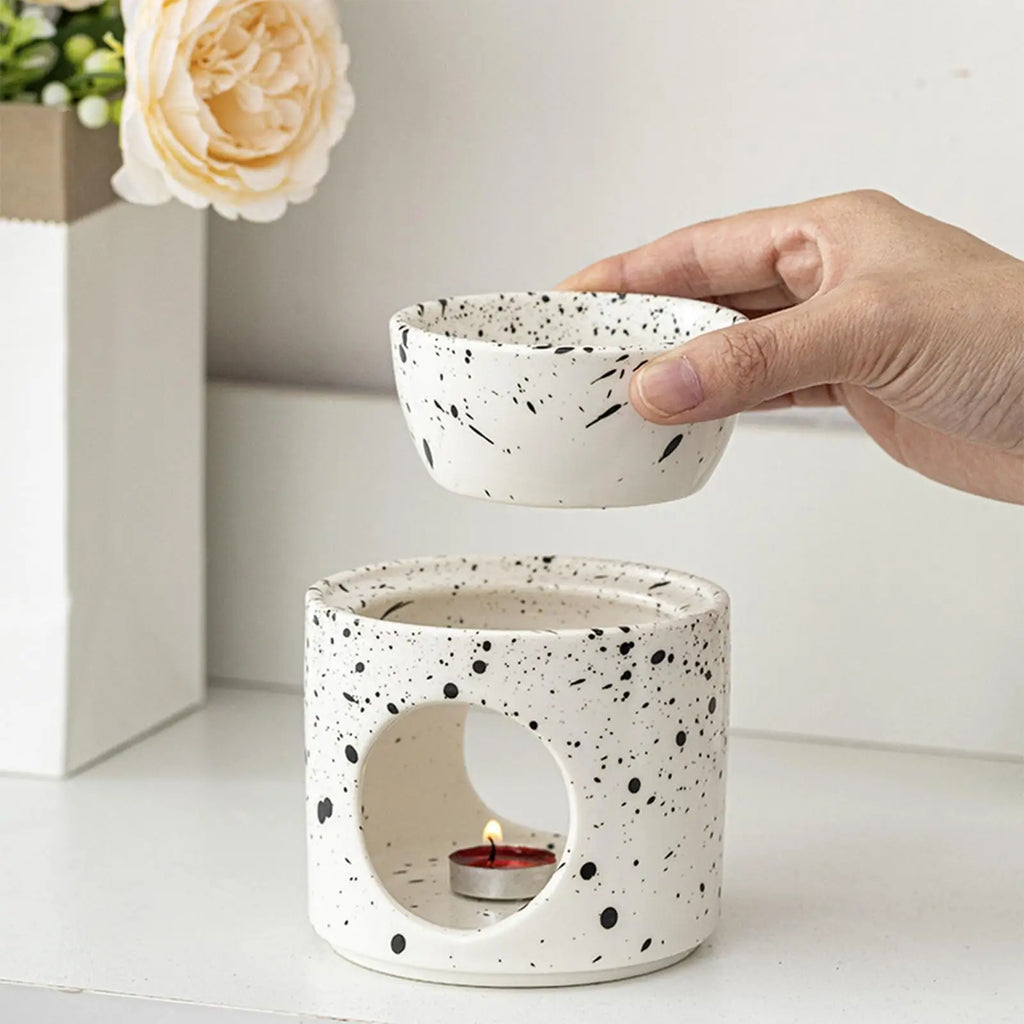 Ceramic Essential Oil Burner Incense Burner Tea Light Holder Versatile for Hotel Restaurant Tabletop Decor Yoga Spa Gift