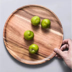 Wooden Round Storage tray 15/20/25cm Retro Serving Platter Pizza Salad Plate Fruit Dessert Tray Bread Cake Snacks Dish Tea tray