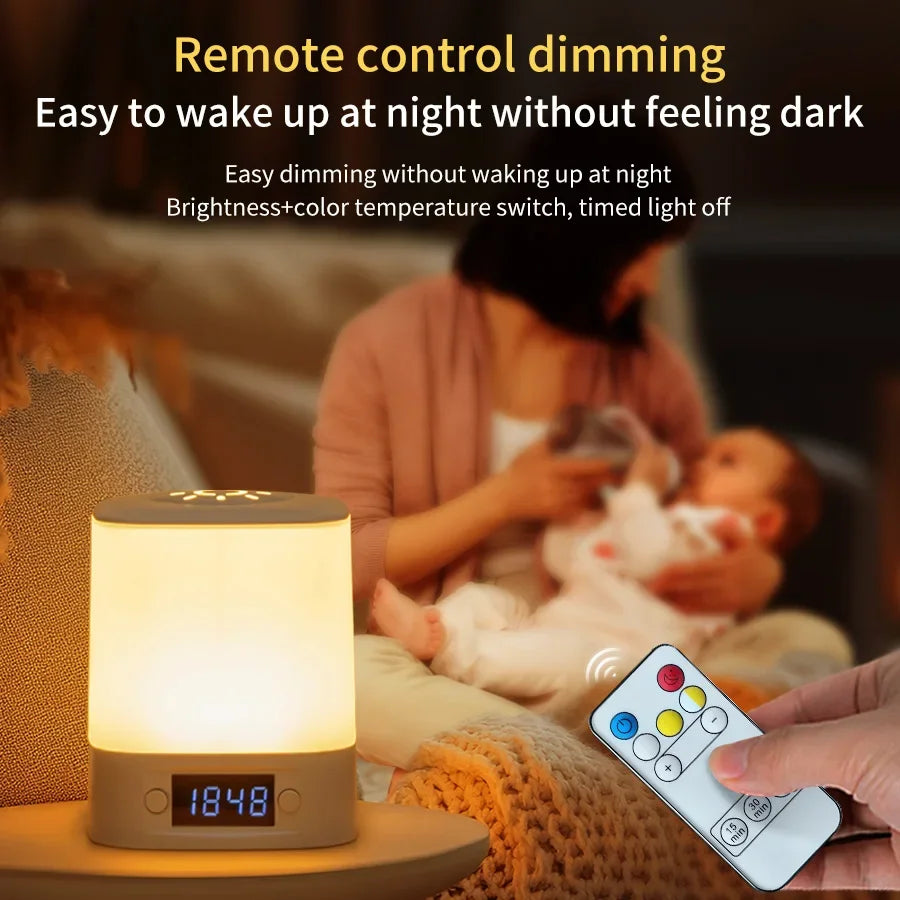 Portable Led Night Light with Clock Time Display Rechargeable Touch Table Lamp for Bedroom Bedside Reading and Home Decor