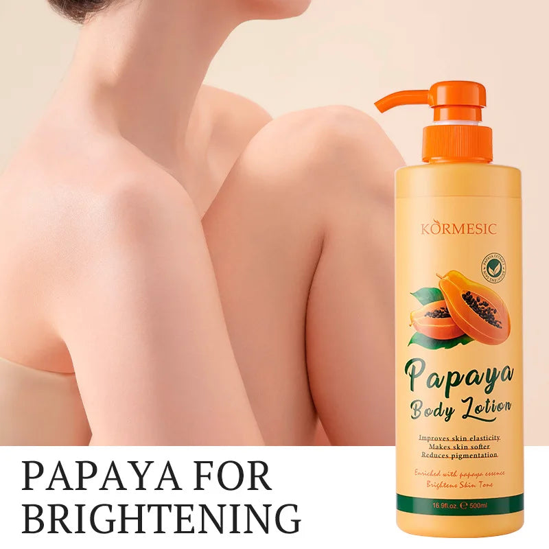500ML KORMESIC Papaya Body Lotion Cream Moisturising Exfoliating Leg Arm Nourishing Anti Smooth Skin Care