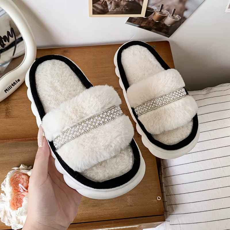 Cozy Cotton-Lined Opened Toe Slippers for Kids