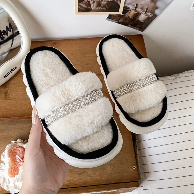 Cozy Cotton-Lined Opened Toe Slippers for Kids
